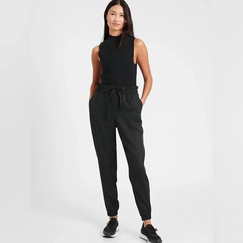 Banana Republic Paperbag Waist Balloon Joggers Relaxed Fit Draped Pants Black XS
